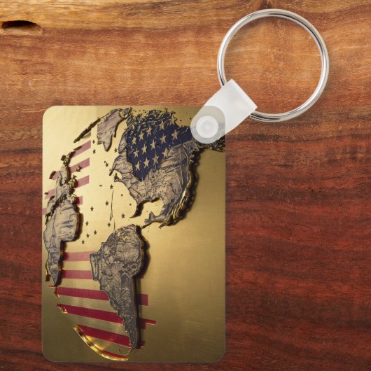 Goud Verenigde Staten Kaart #1 Sleutelhanger (Achterkant)