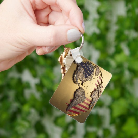 Goud Verenigde Staten Kaart #1 Sleutelhanger (Hand)