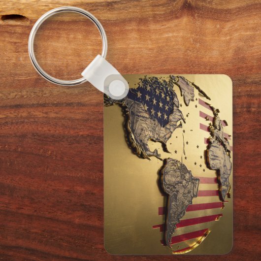 Goud Verenigde Staten Kaart #1 Sleutelhanger (Voorkant)