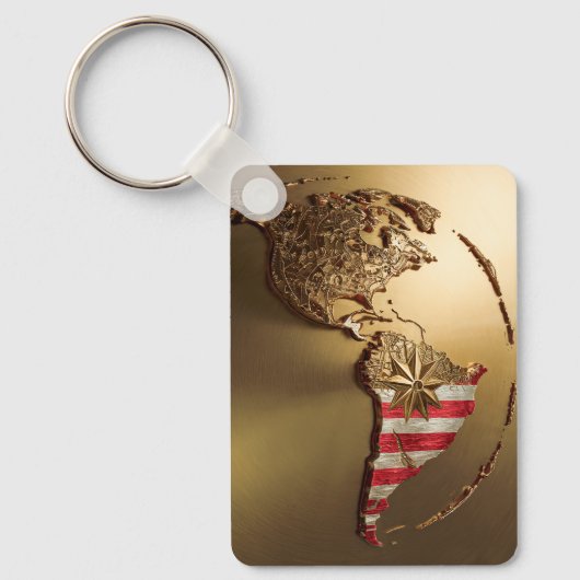 Goud Verenigde Staten Kaart #2 Sleutelhanger (Voorkant)