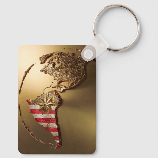 Goud Verenigde Staten Kaart #2 Sleutelhanger (Achterkant)