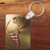 Goud Verenigde Staten Kaart #2 Sleutelhanger (Achterkant)