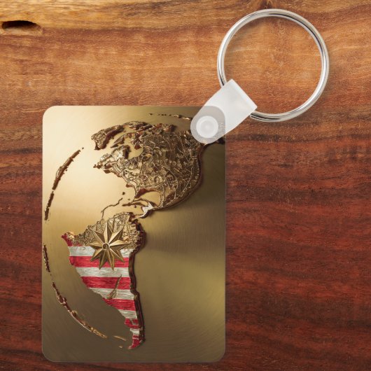 Goud Verenigde Staten Kaart #2 Sleutelhanger (Achterkant)