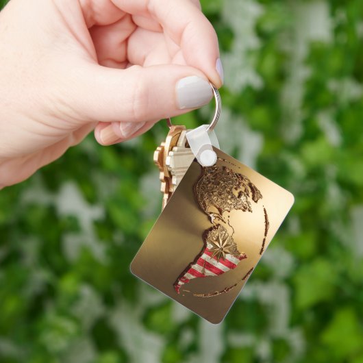 Goud Verenigde Staten Kaart #2 Sleutelhanger (Hand)