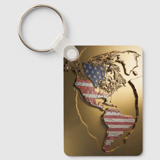 Goud Verenigde Staten Kaart #3 Sleutelhanger (Voorkant)