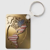 Goud Verenigde Staten Kaart #3 Sleutelhanger (Achterkant)