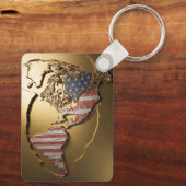 Goud Verenigde Staten Kaart #3 Sleutelhanger (Achterkant)