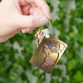Goud Verenigde Staten Kaart #3 Sleutelhanger