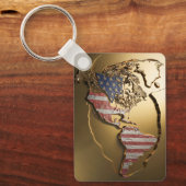 Goud Verenigde Staten Kaart #3 Sleutelhanger (Voorkant)