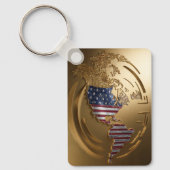 Goud Verenigde Staten Kaart #4 Sleutelhanger (Voorkant)