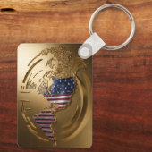 Goud Verenigde Staten Kaart #4 Sleutelhanger (Achterkant)