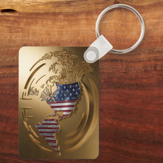 Goud Verenigde Staten Kaart #4 Sleutelhanger (Achterkant)