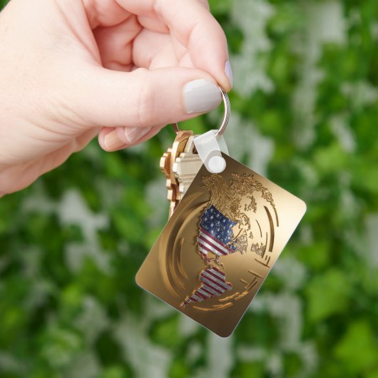 Goud Verenigde Staten Kaart #4 Sleutelhanger (Hand)