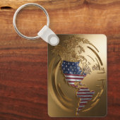 Goud Verenigde Staten Kaart #4 Sleutelhanger (Voorkant)
