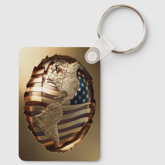 Goud Verenigde Staten Kaart #5 Sleutelhanger (Achterkant)