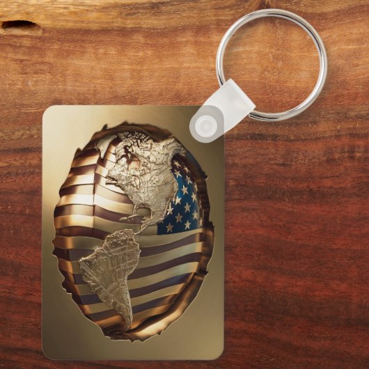 Goud Verenigde Staten Kaart #5 Sleutelhanger (Achterkant)