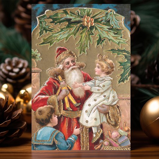  Goud Verfraaide Kerstman met Kinderen Tissuepapier