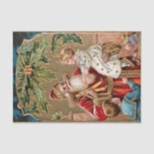  Goud Verfraaide Kerstman met Kinderen Tissuepapier (Voorkant)