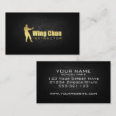 Goud vergulde vleugel chun instructeur visitekaartje (Voorkant / Achterkant)