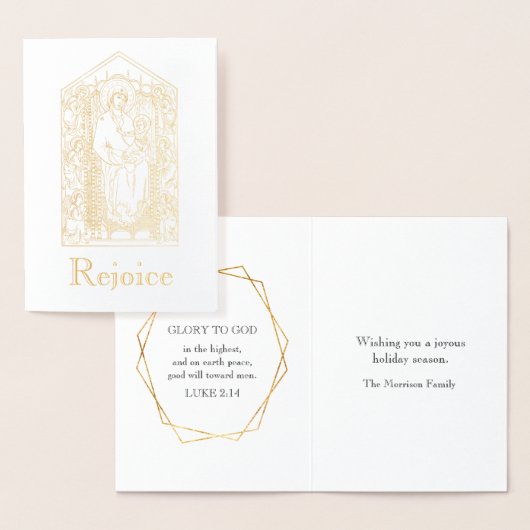 Goud Verheug Maagd Maria Jezus Kerstmis Folie Kaarten (Display)