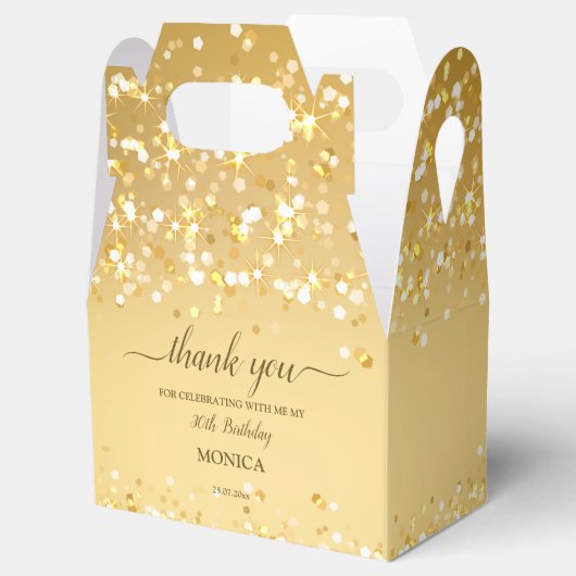 Goud verjaardagsfeestje elegant minimalistisch bed bedankdoosjes (Geopend)