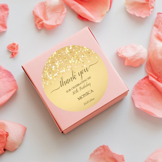 Goud verjaardagsfeestje elegant minimalistisch bed ronde sticker