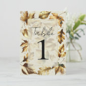 Goud verlaat Amandelbeige Glam Trouwtafel Kaart (Staand voorkant)