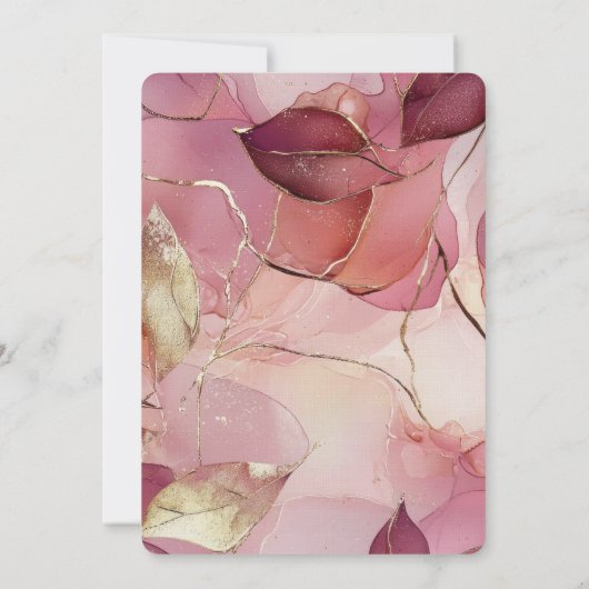 Goud verlaat Bourgondische Blush Roze Romantische  Kaart (Achterkant)