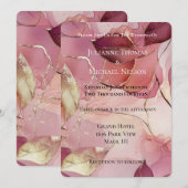 Goud verlaat Bourgondische Blush Roze Romantische Kaart (Voorkant / Achterkant)