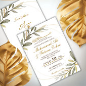 Goud verlaat elegantie Moslim bruiloft Nikah Kaart