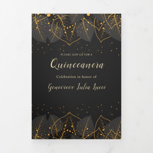 Goud verlaat Quinceanera Party uitnodiging (Cover)