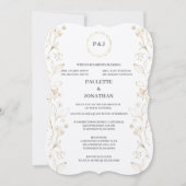 Goud verlaten elegante bruiloft uitnodiging (Voorkant)