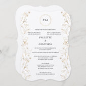 Goud verlaten elegante bruiloft uitnodiging (Voorkant / Achterkant)