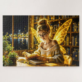 Goud verlicht elegante tiener fee gouden kunst legpuzzel