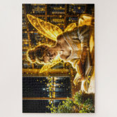 Goud verlicht elegante tiener fee gouden kunst legpuzzel (Verticaal)
