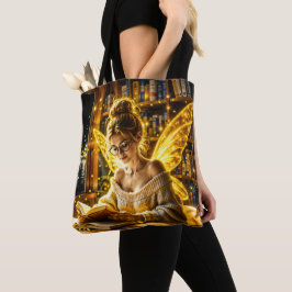 Goud verlicht elegante tiener fee gouden kunst tote bag
