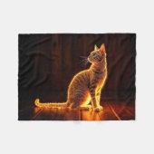 Goud verlicht kat licht en schaduw huisdieren kuns fleece deken (Voorkant (Horizontaal))