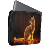 Goud verlicht kat licht en schaduw huisdieren kuns laptop sleeve (Voorkant Rechts)