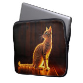 Goud verlicht kat licht en schaduw huisdieren kuns laptop sleeve (Voorkant Links)