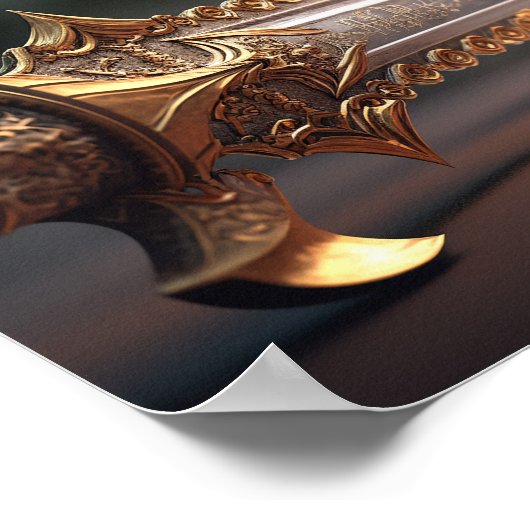 Goud verlicht zwaard poster (Hoek)