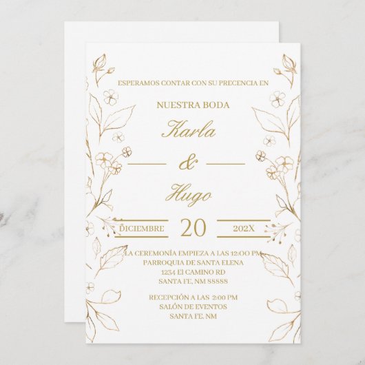 Goud verlof bruiloft kaart (Voorkant / Achterkant)