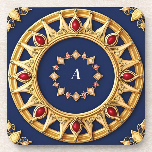 Goud-Versierd Cirkelvormig Ontwerp Bier Onderzetter (Voorkant)