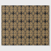 Goud Versierde Bloemen Inpakpapier (Vlak)