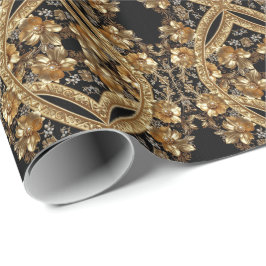 Goud Versierde Bloemen Inpakpapier