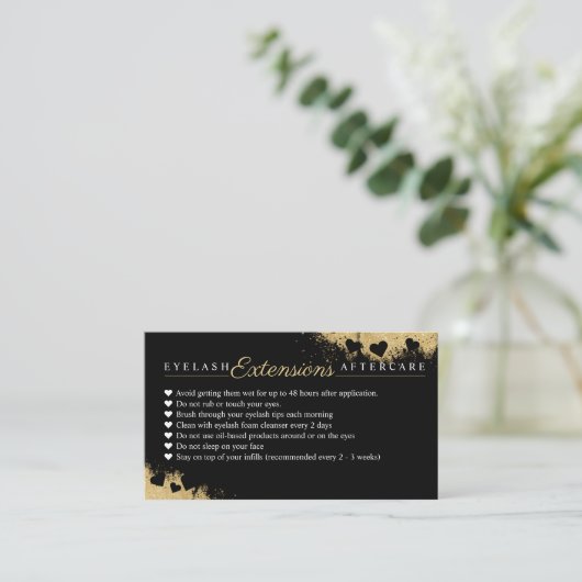 Goud Verstoffde Mascara Oogwimpers Nazorg Tips Aanbevelingskaartje (Staand voorkant)