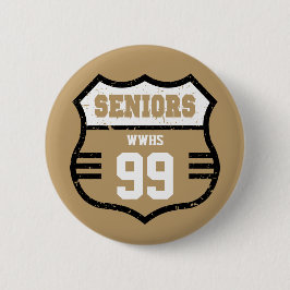 Goud verweerd senioren verkeersbord ronde button 5,7 cm