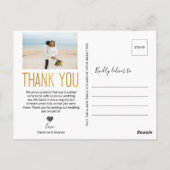 Goud vet dank u aangepaste foto bruiloft dank u briefkaart (Achterkant)