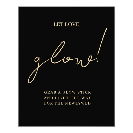 Goud Vet Handgeschreven Script Laat Liefde Glow Br Foto Afdruk (Voorkant)