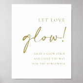 Goud Vet Handgeschreven Script Laat Liefde Glow Br Poster (Voorkant)