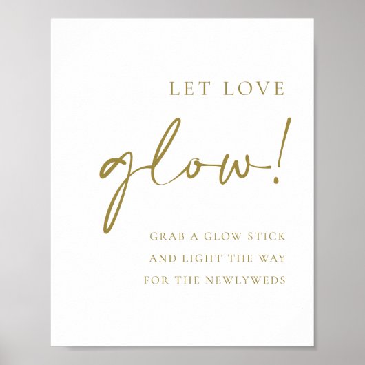 Goud Vet Handgeschreven Script Laat Liefde Glow Br Poster (Voorkant)